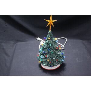 Vintage 2 Piece Ceramic Christmas Tree 12" with Peg Lights